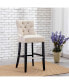 Фото #11 товара 29" Linen Fabric Tufted Buttons Upholstered Wingback Bar Stool