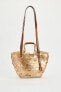 Sequinned basket bag
