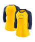 ფოტო #1 პროდუქტის Women's Gold, Navy Milwaukee Brewers Next Up Tri-Blend Raglan 3/4-Sleeve T-shirt