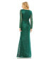 Фото #3 товара Women's Embellished Wrap Over Long Sleeve Gown