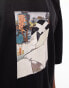 TOPMAN X ASHMOLEAN extreme oversized fit t-shirt with Woodblock Bokashi print in black