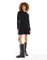 Фото #2 товара Monki long sleeve hood jersey mini dress in black