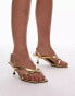 Topshop Wide Fit Issy toe post strappy heeled sandals in gold lizard Gold Eidechse, 37 - фото #1