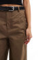 ASOS DESIGN belted wide leg trouser in tan