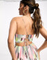 ASOS DESIGN bikini top cutout maxi dress with tie detail in blurred multi print