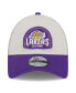 ფოტო #4 პროდუქტის Men's Khaki/Purple Los Angeles Lakers Throwback Patch Trucker 9Forty Adjustable Hat