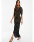 ფოტო #2 პროდუქტის Women's Beaded Mesh Panel Evening Dress