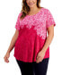 Фото #1 товара Plus Size Garden Etch Short-Sleeve Top, Created for Macy's