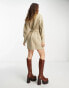 & Other Stories knitted belted mini dress in beige