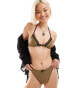 Фото #6 товара COLLUSION co-ord lingerie bikini top with bow and lace in khaki