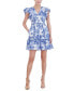 Фото #1 товара Women's Floral Eyelet Flutter-Sleeve Dress