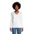 Фото #5 товара Women's Tall Relaxed Supima Cotton Long Sleeve V-Neck T-Shirt