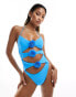 Candypants cut out swimsuit in baby blue with flower corsage detail 44 - фото #8