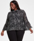 ფოტო #1 პროდუქტის Plus Size Printed Tie-Neck Blouse