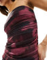 ASOS DESIGN bandeau ruffle maxi dress in dark pink abstract print ABSTRACT PINK, 42 - фото #6