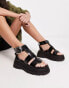 ASOS DESIGN Factor buckle hardware fisherman flat sandals in black