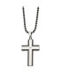 ფოტო #1 პროდუქტის Black IP-plated Edges CZ Cross Pendant Ball Chain Necklace