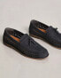 Thomas Crick woven tassel leather loafers in navy