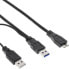 Фото #2 товара InLine USB 3.2 Gen.1 Y-Cable 2x Type A male / Micro B male - black - 2m