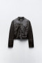 Distressed leather effect jacket