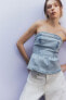 Фото #3 товара Denim Bustier Top with Peplum