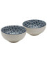 6.5" White Honeycomb Embossed Stoneware Ramen Noodle Bowls, Set of 2