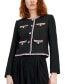 Фото #3 товара Women's Tweed Metallic-Trim Cropped Jacket