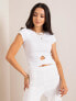 Фото #4 товара Женская блузка с коротким рукавом приталенного кроя - белая Factory Price