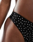 New Look polka dot ribbed seamless thong in black