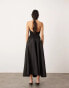 ASOS EDITION halterneck drop waist maxi dress in contrast fabric in black Черный, 38 - фото #4