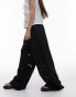 Фото #4 товара Topshop linen lace insert elasticated wide leg trouser in black