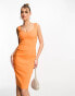 Vesper v neck bodycon midi dress in orange