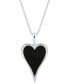 Onyx & Diamond Accent Heart Pendant Necklace in Sterling Silver, 16" + 2" extender