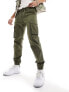 Jack & Jones tapered cuffed cargo in dark green