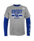 Preschool Boys and Girls Royal, Heather Gray Kentucky Wildcats Fan Wave Short and Long Sleeve T-shirt Combo Pack