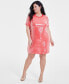 ფოტო #1 პროდუქტის Trendy Plus Size Printed Short-Sleeve Sequin Dress