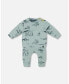 Baby Boy Organic Cotton Printed Top And Evolutive Pant Set Sage With Printed Jungle - Infant