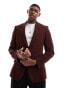 River Island slim suit jacket in dark red