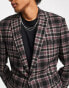 ASOS DESIGN slim blazer in burgundy check