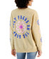 Juniors' Floral Long-Sleeve Crewneck Sweatshirt