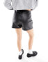 Pimkie zip detail leather look shorts in black 36 - фото #4