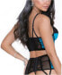 ფოტო #2 პროდუქტის Women's Lux Satin and Lace Garter 3pc Lingerie Set