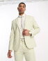 Фото #2 товара ASOS DESIGN slim suit jacket in linen in puppytooth in green