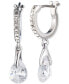 Фото #1 товара Pear-Shape Crystal Charm Pavé Hoop Earrings