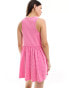 Фото #4 товара ASOS DESIGN ribbed tank midi dress with broderie skirt in pink