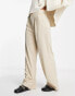 Stradivarius wide leg relaxed dad trouser in beige