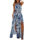 Women's Tropical Floral Halter Cutout Maxi Beach Dress