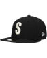 Фото #1 товара Men's Black Seattle Mariners Cooperstown Collection Turn Back The Clock Steelheads 59FIFTY Fitted Hat
