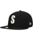 ფოტო #1 პროდუქტის Men's Black Seattle Mariners Cooperstown Collection Turn Back The Clock Steelheads 59FIFTY Fitted Hat