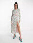 & Other Stories chiffon midaxi dress with split in multi floral Разноцветный, 34 - фото #1